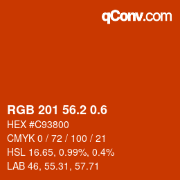 カラーコード: RGB 201 56.2 0.6 | qconv.com