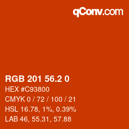カラーコード: RGB 201 56.2 0 | qconv.com