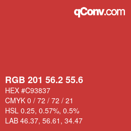 カラーコード: RGB 201 56.2 55.6 | qconv.com