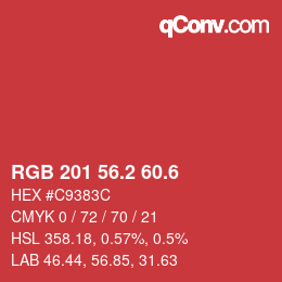 カラーコード: RGB 201 56.2 60.6 | qconv.com