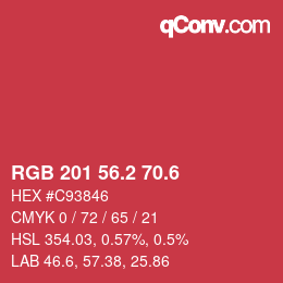カラーコード: RGB 201 56.2 70.6 | qconv.com