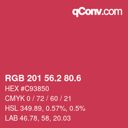 カラーコード: RGB 201 56.2 80.6 | qconv.com