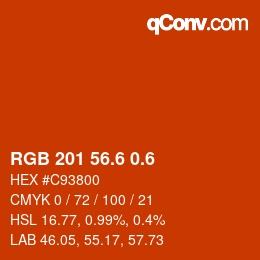 カラーコード: RGB 201 56.6 0.6 | qconv.com