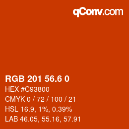 カラーコード: RGB 201 56.6 0 | qconv.com