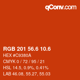 カラーコード: RGB 201 56.6 10.6 | qconv.com