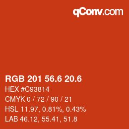 カラーコード: RGB 201 56.6 20.6 | qconv.com