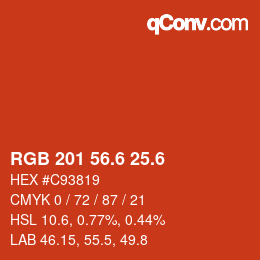 カラーコード: RGB 201 56.6 25.6 | qconv.com