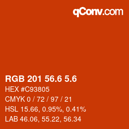 カラーコード: RGB 201 56.6 5.6 | qconv.com