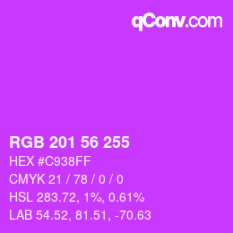 Color code: RGB 201 56 255 | qconv.com