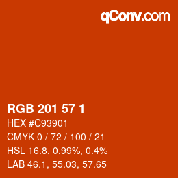 Color code: RGB 201 57 1 | qconv.com