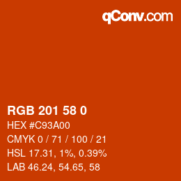 Código de color: RGB 201 58 0 | qconv.com