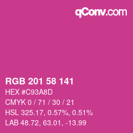 カラーコード: RGB 201 58 141 | qconv.com