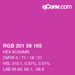 Color code: RGB 201 58 165 | qconv.com