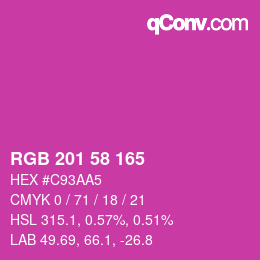 Color code: RGB 201 58 165 | qconv.com