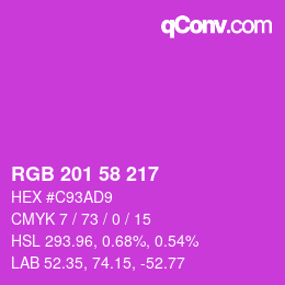 Color code: RGB 201 58 217 | qconv.com