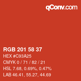 Code couleur: RGB 201 58 37 | qconv.com