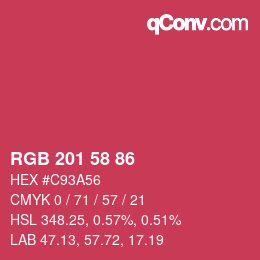 Color code: RGB 201 58 86 | qconv.com