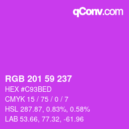 Color code: RGB 201 59 237 | qconv.com