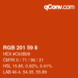 カラーコード: RGB 201 59 8 | qconv.com