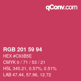 Código de color: RGB 201 59 94 | qconv.com