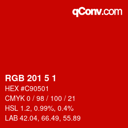 Color code: RGB 201 5 1 | qconv.com