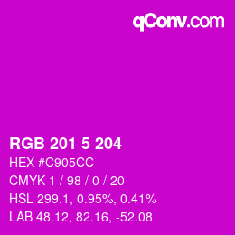 颜色代码: RGB 201 5 204 | qconv.com