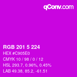 Color code: RGB 201 5 224 | qconv.com