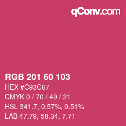 颜色代码: RGB 201 60 103 | qconv.com