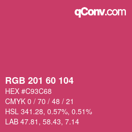 颜色代码: RGB 201 60 104 | qconv.com