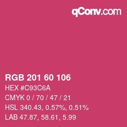 颜色代码: RGB 201 60 106 | qconv.com