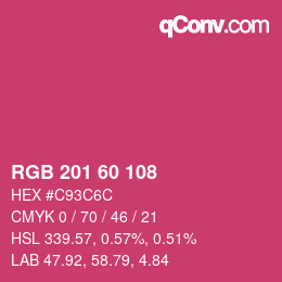 颜色代码: RGB 201 60 108 | qconv.com