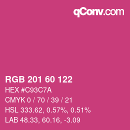 カラーコード: RGB 201 60 122 | qconv.com
