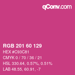 颜色代码: RGB 201 60 129 | qconv.com