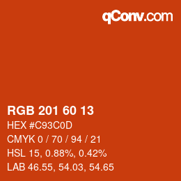 カラーコード: RGB 201 60 13 | qconv.com