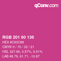 カラーコード: RGB 201 60 136 | qconv.com