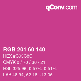 颜色代码: RGB 201 60 140 | qconv.com
