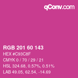 カラーコード: RGB 201 60 143 | qconv.com