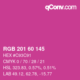 カラーコード: RGB 201 60 145 | qconv.com