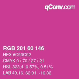 カラーコード: RGB 201 60 146 | qconv.com