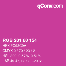 カラーコード: RGB 201 60 154 | qconv.com