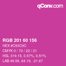 カラーコード: RGB 201 60 156 | qconv.com