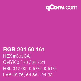 カラーコード: RGB 201 60 161 | qconv.com