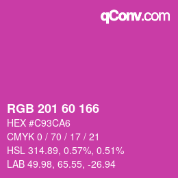 カラーコード: RGB 201 60 166 | qconv.com