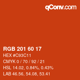 Color code: RGB 201 60 17 | qconv.com
