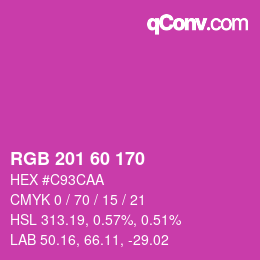 カラーコード: RGB 201 60 170 | qconv.com