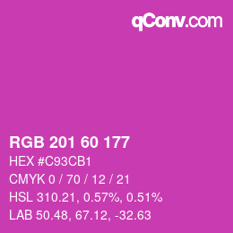 颜色代码: RGB 201 60 177 | qconv.com