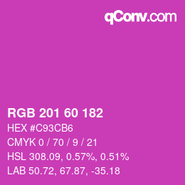 颜色代码: RGB 201 60 182 | qconv.com