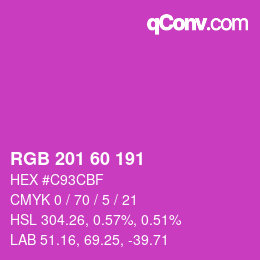 Color code: RGB 201 60 191 | qconv.com