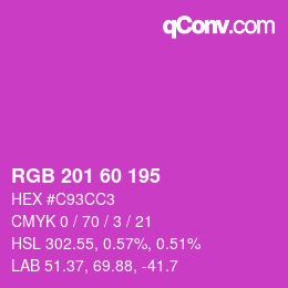 颜色代码: RGB 201 60 195 | qconv.com