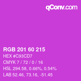 Color code: RGB 201 60 215 | qconv.com